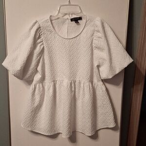 White blouse with poof sleeves